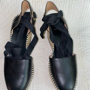 Tory Burch espadrilles with ties going up the leg like brand new